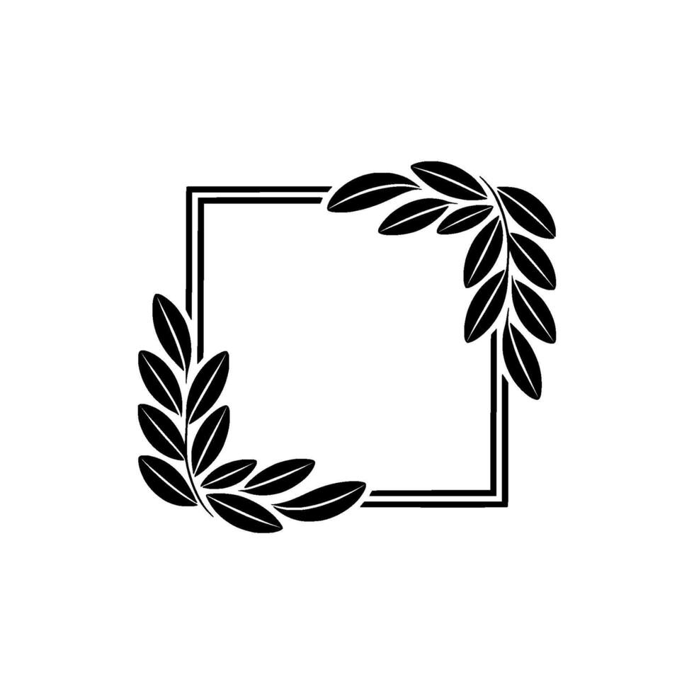 Elegant Minimalist Black Leaf Frame On Gray Background vector