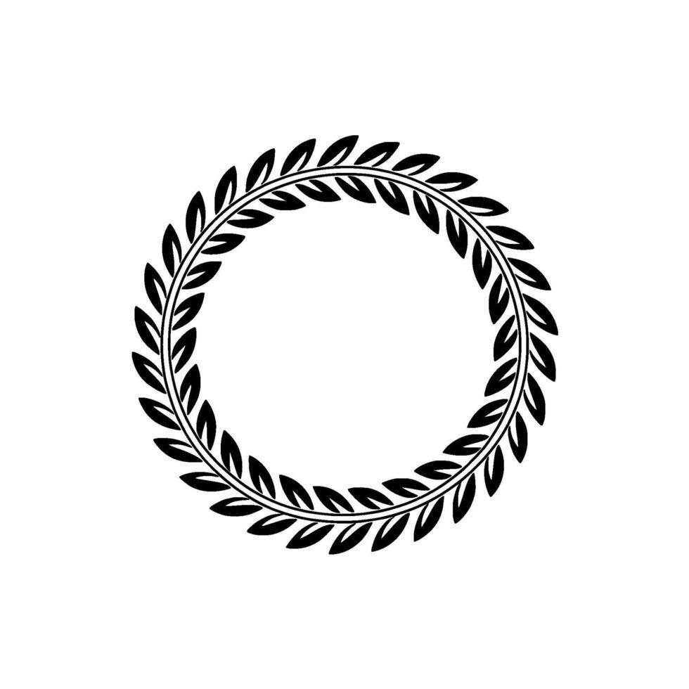 Minimalist Black Laurel Wreath On Cream Background vector