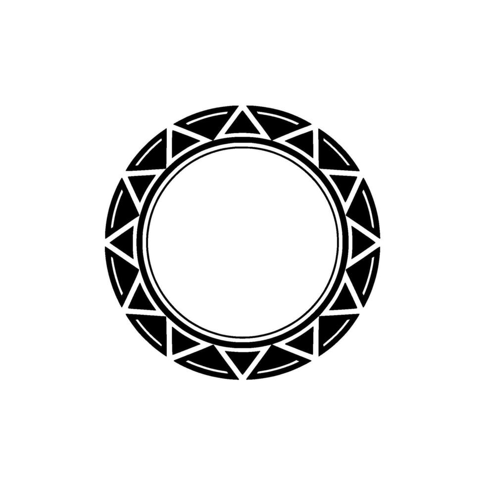 Black Tribal Circle Frame On White Background vector