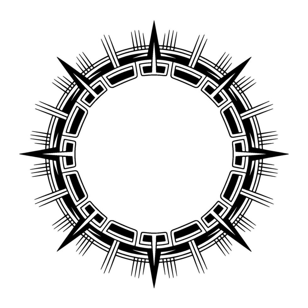 Abstract Black And White Circular With Spikes vector