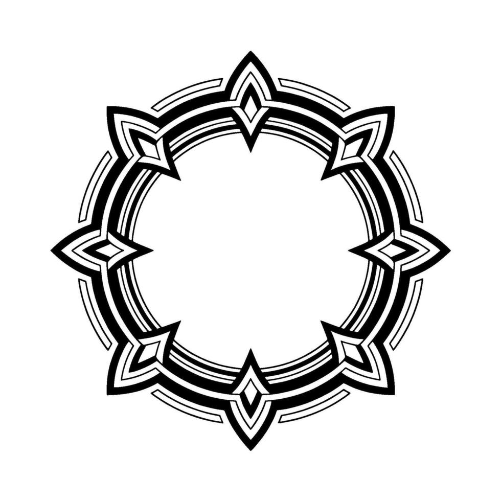 Geometric Mandala Frame Black And White Circular Ornamental vector
