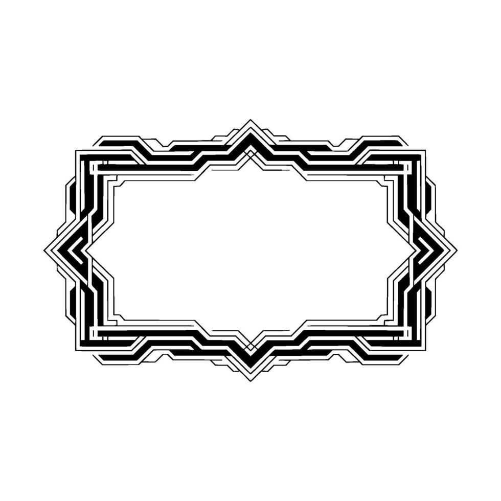Geometric Deco Frame Black And White Border On White Background vector