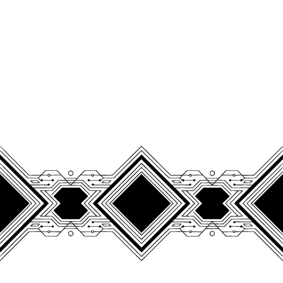Geometric Tech Border Minimalist Circuitry On White vector