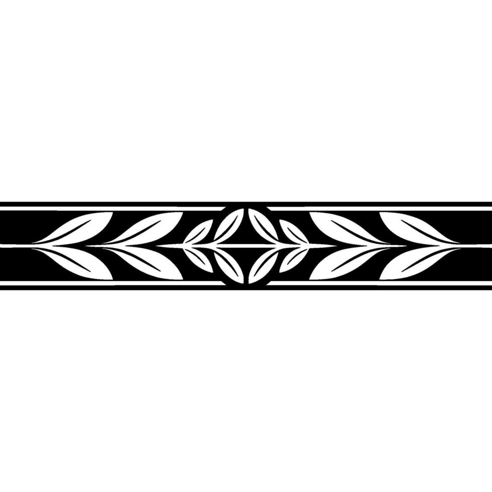 Elegant Black And White Leaf Pattern Border Minimalist vector