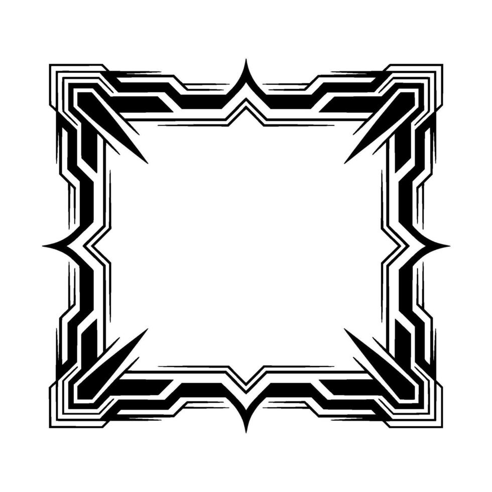 Art Deco Border Frame Geometric, Black White, Illustration vector