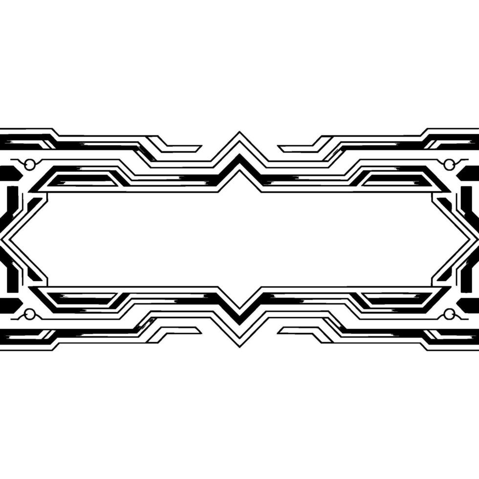 Modern Tech Frame Geometric Circuit Border On White, Minimalist vector