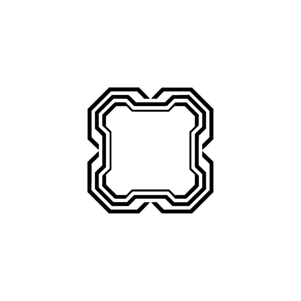 Geometric Tech Frame, Modern Black Line Art On Gradient Background vector