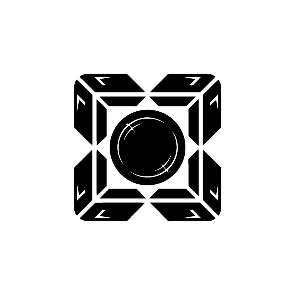 Geometric Black And White Abstract Orb With Cube Framework vector