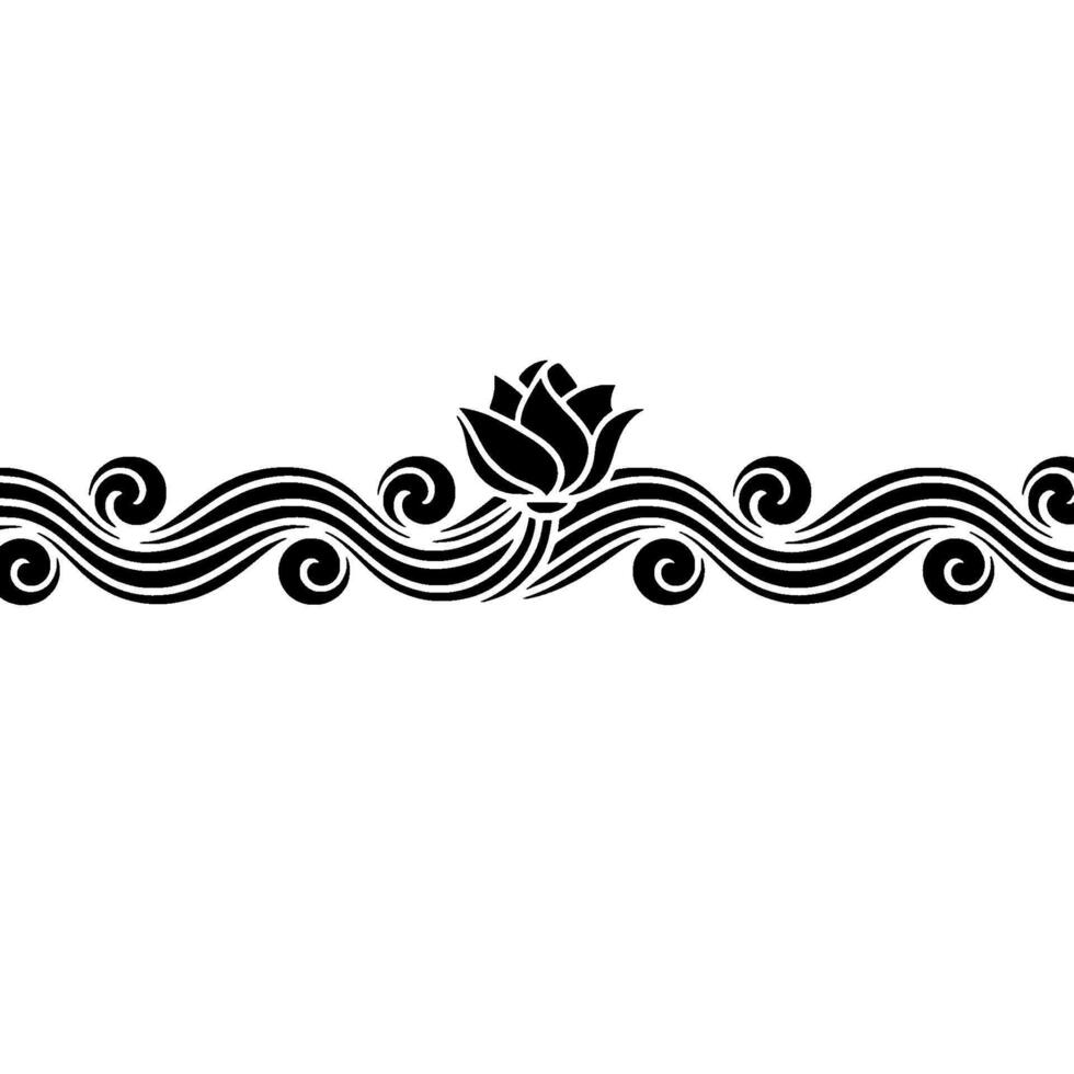 Minimalist Floral Border, Black And White, For Decor vector