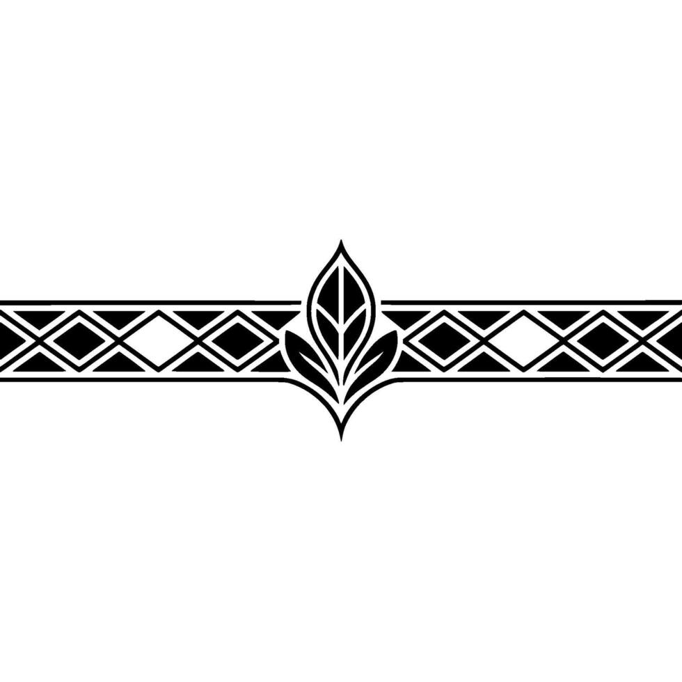 Black And White Ornamental Leaf And Geometric Border vector