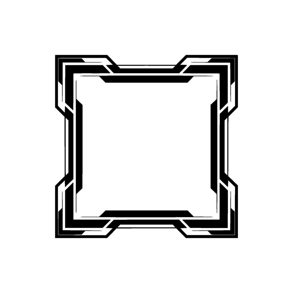 Geometric Tech Frame, Black And White, Abstract Border, Empty Center vector