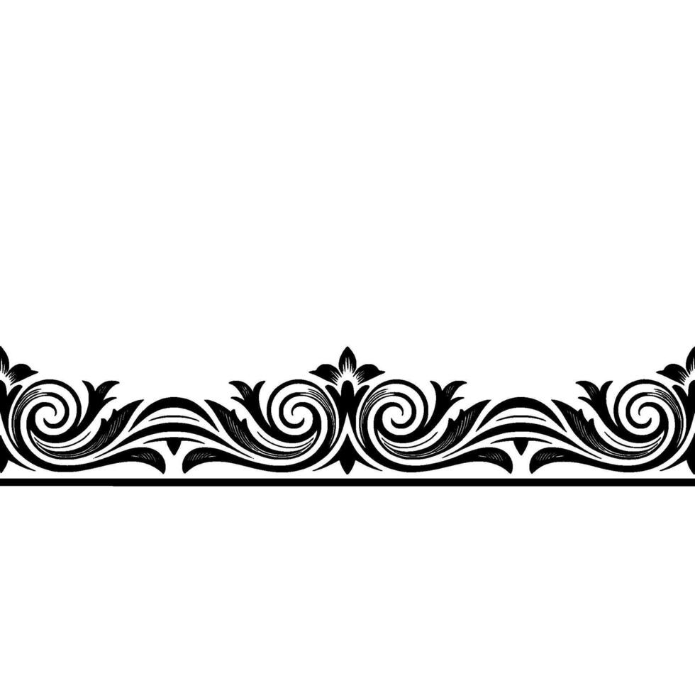 Elegant Floral Border In Black White On Gradient Background vector