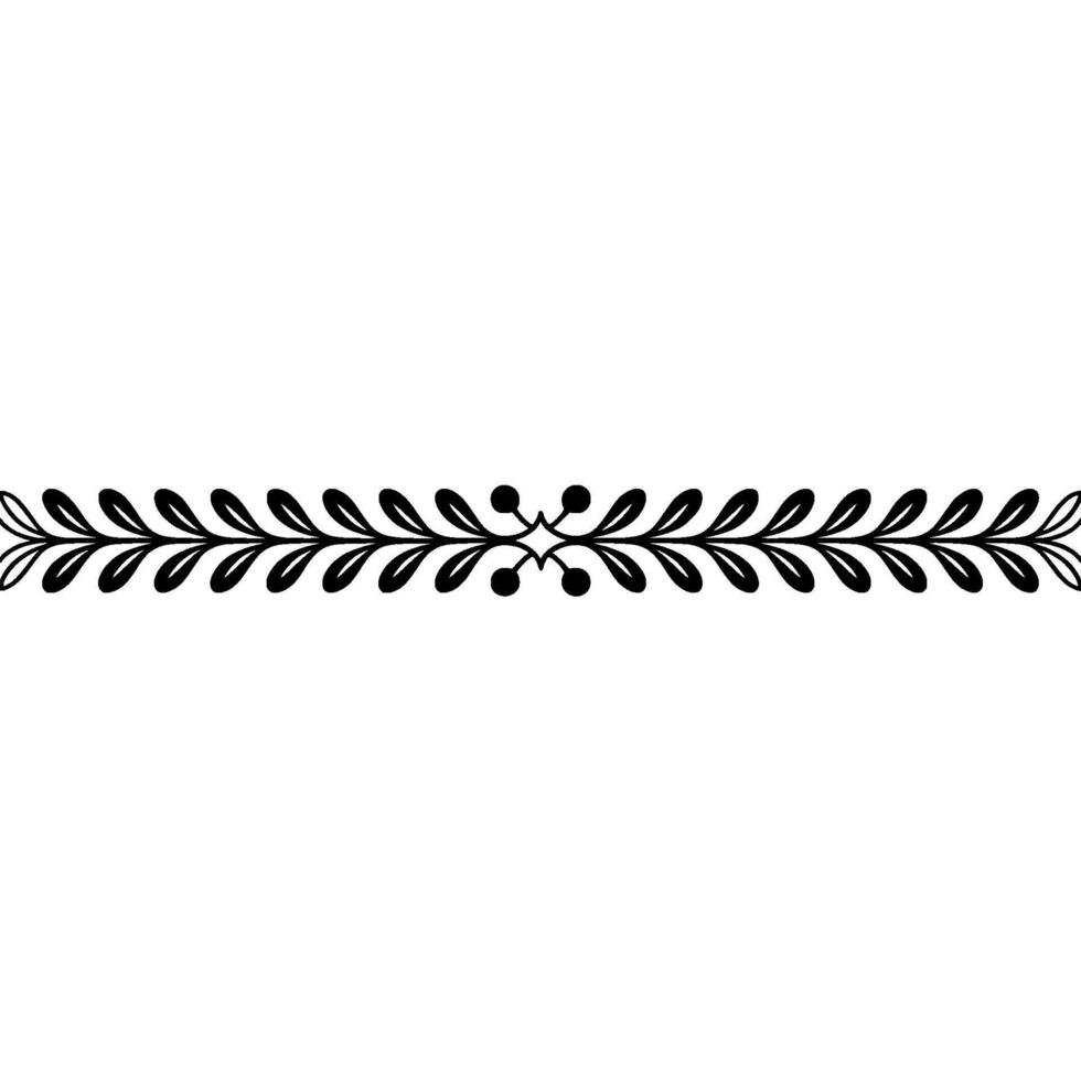 Black Leafy Border Ornament On White Background, Floral, Decorative Element vector