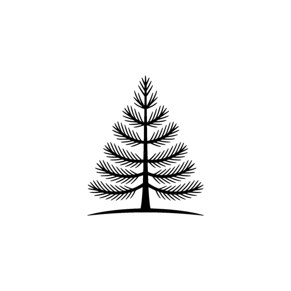 Minimalist Black Fir Tree On White Background vector