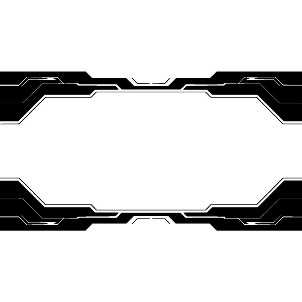 Futuristic Tech Interface Frame, Black White, Minimalist vector