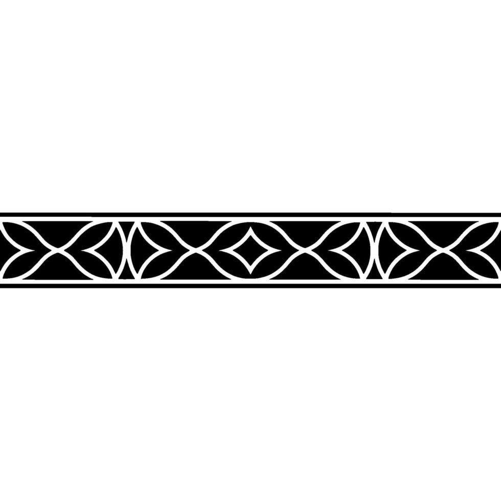 Elegant Black And White Geometric Border, Ornamental Pattern, Isolated vector