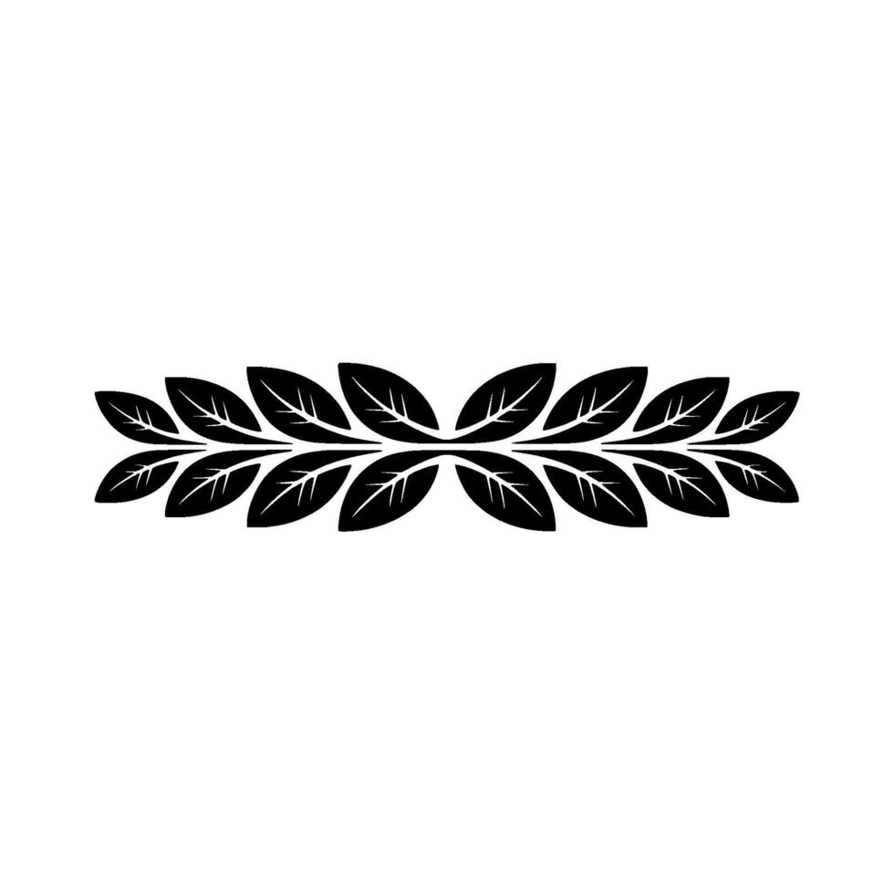 Black Leaf Laurel Wreath, Minimalist On White vector
