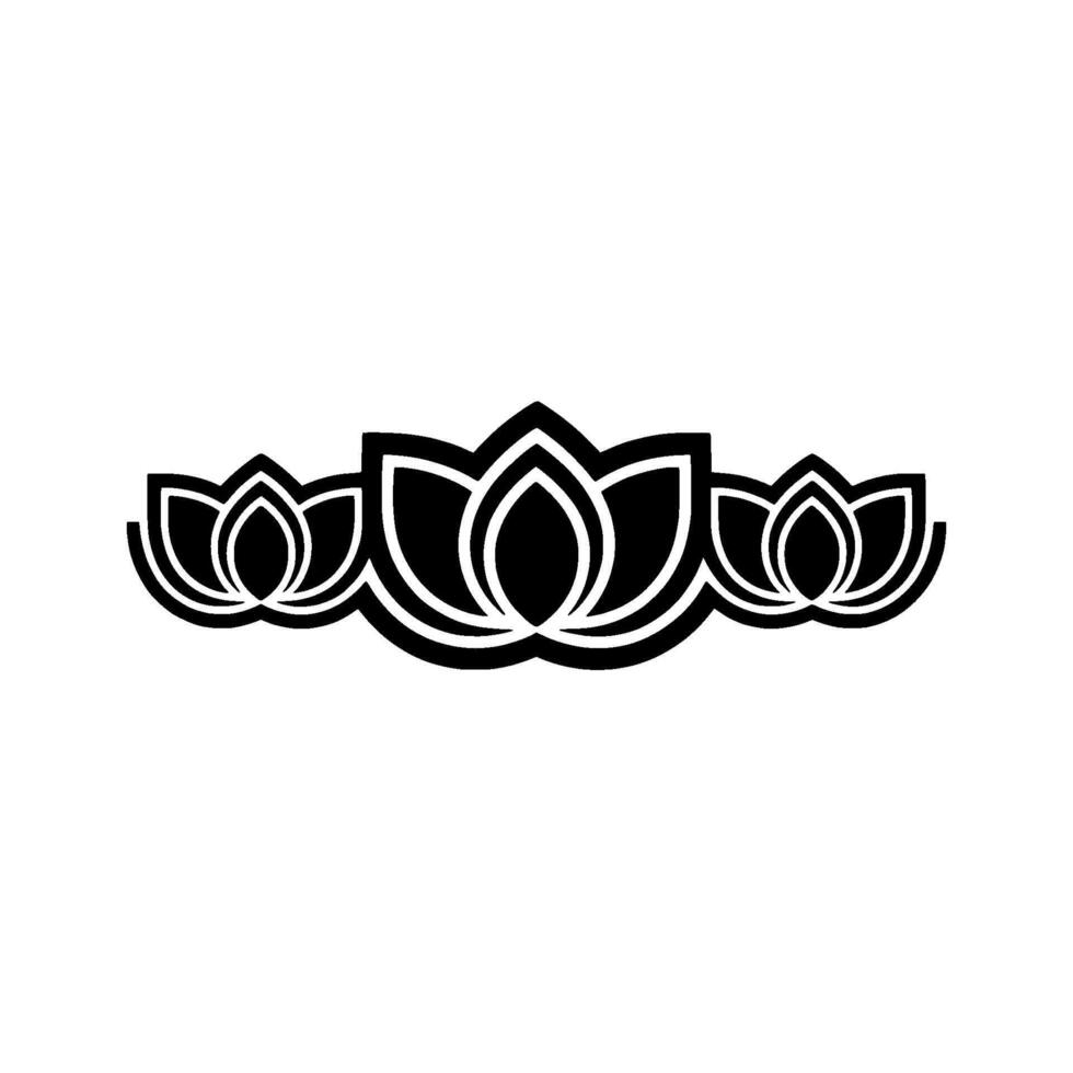 Minimalist Lotus Flower Motif In Black And White, Emblem vector