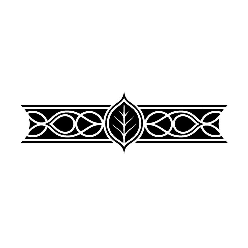 Ornamental Leaf Swirls Border Elegant Black White vector