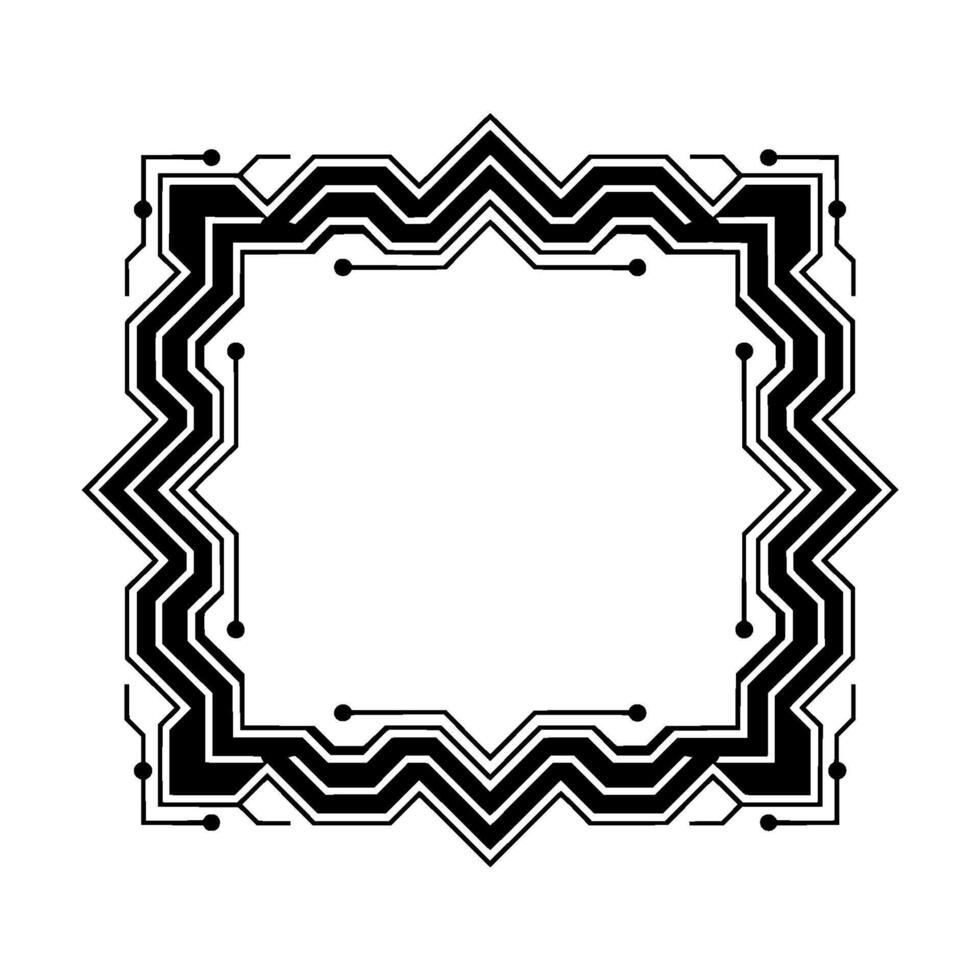Techinspired Border Frame, Geometric Circuitry On White Background vector