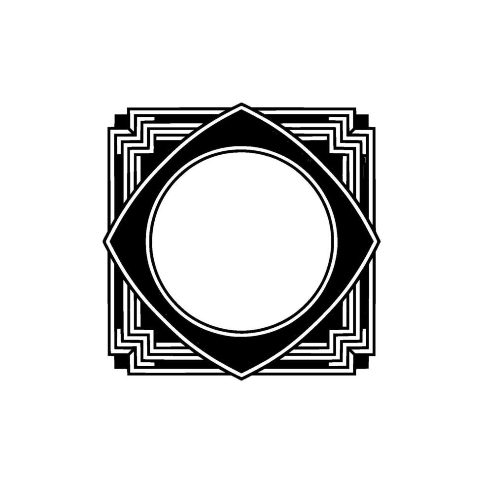 Art Deco Geometric Frame, Minimalist Elegant, Blank Center vector