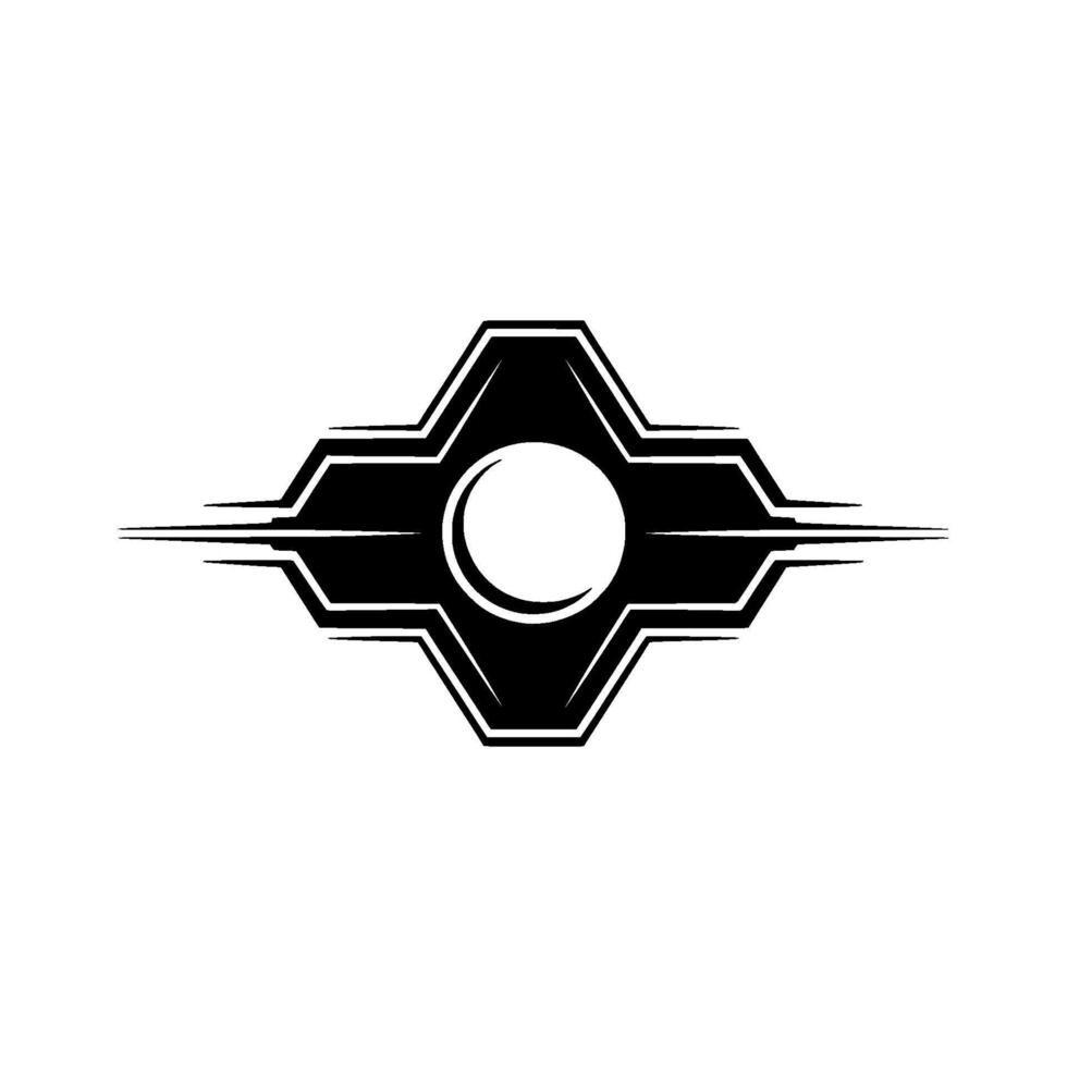 Geometric Emblem Black White Badge, Futuristic Element vector