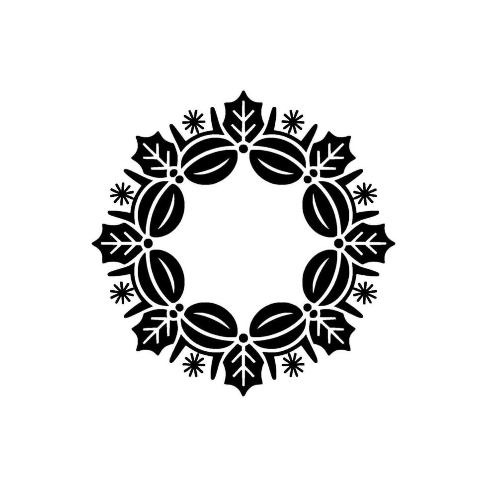 Minimalist Christmas Wreath Black Silhouettes On Gradient Background vector