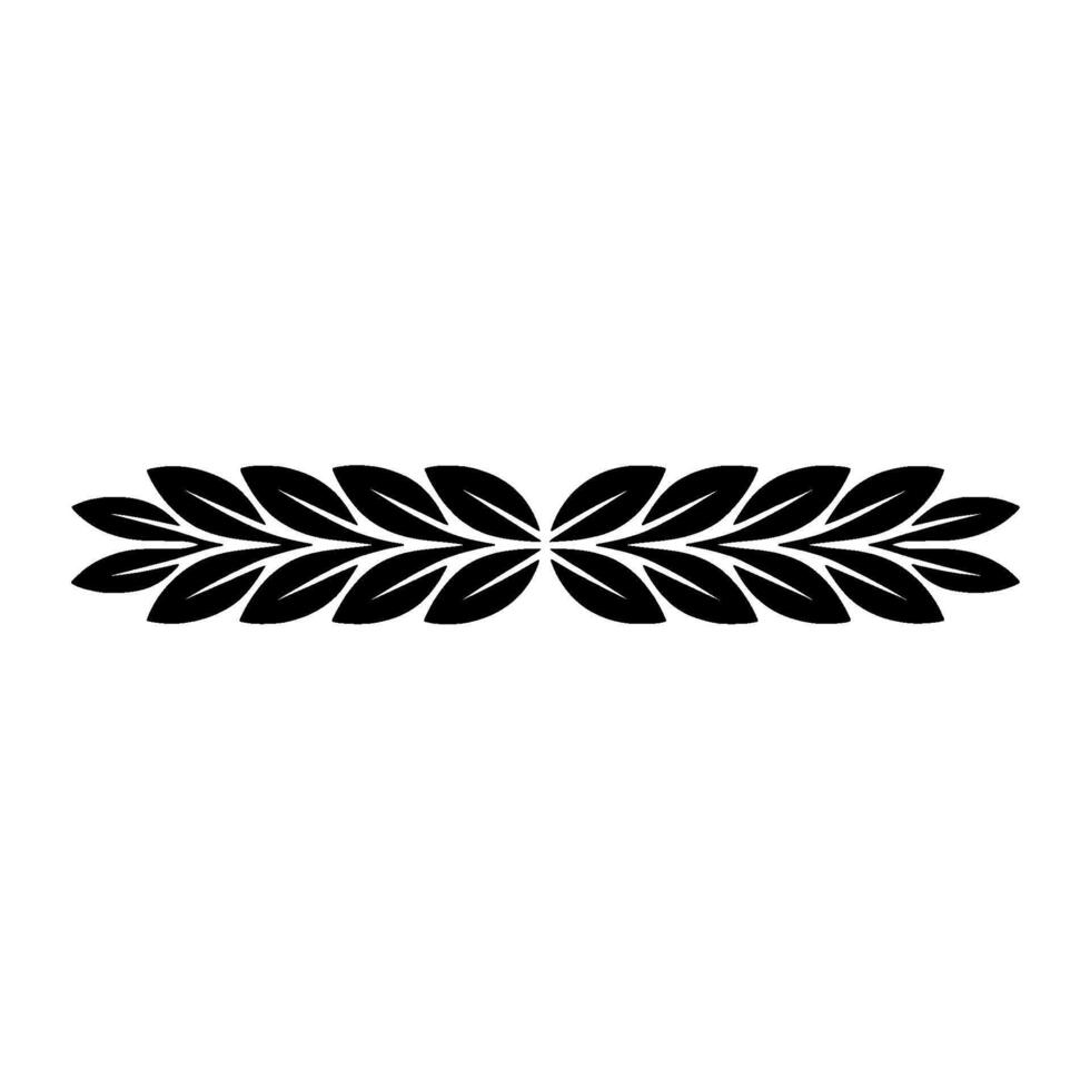 Minimalist Laurel Leaf Border, Black On White, Decorative Element vector