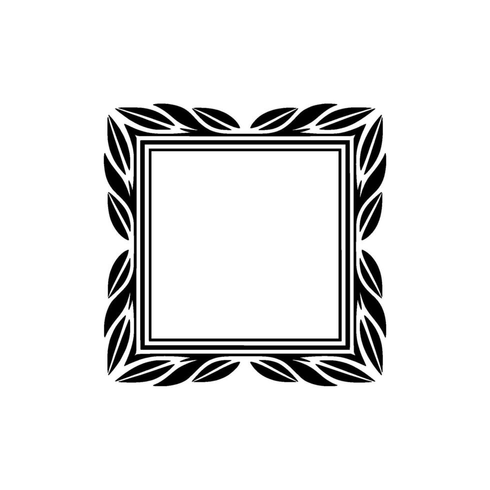 Elegant Black White Leaf Frame Element vector