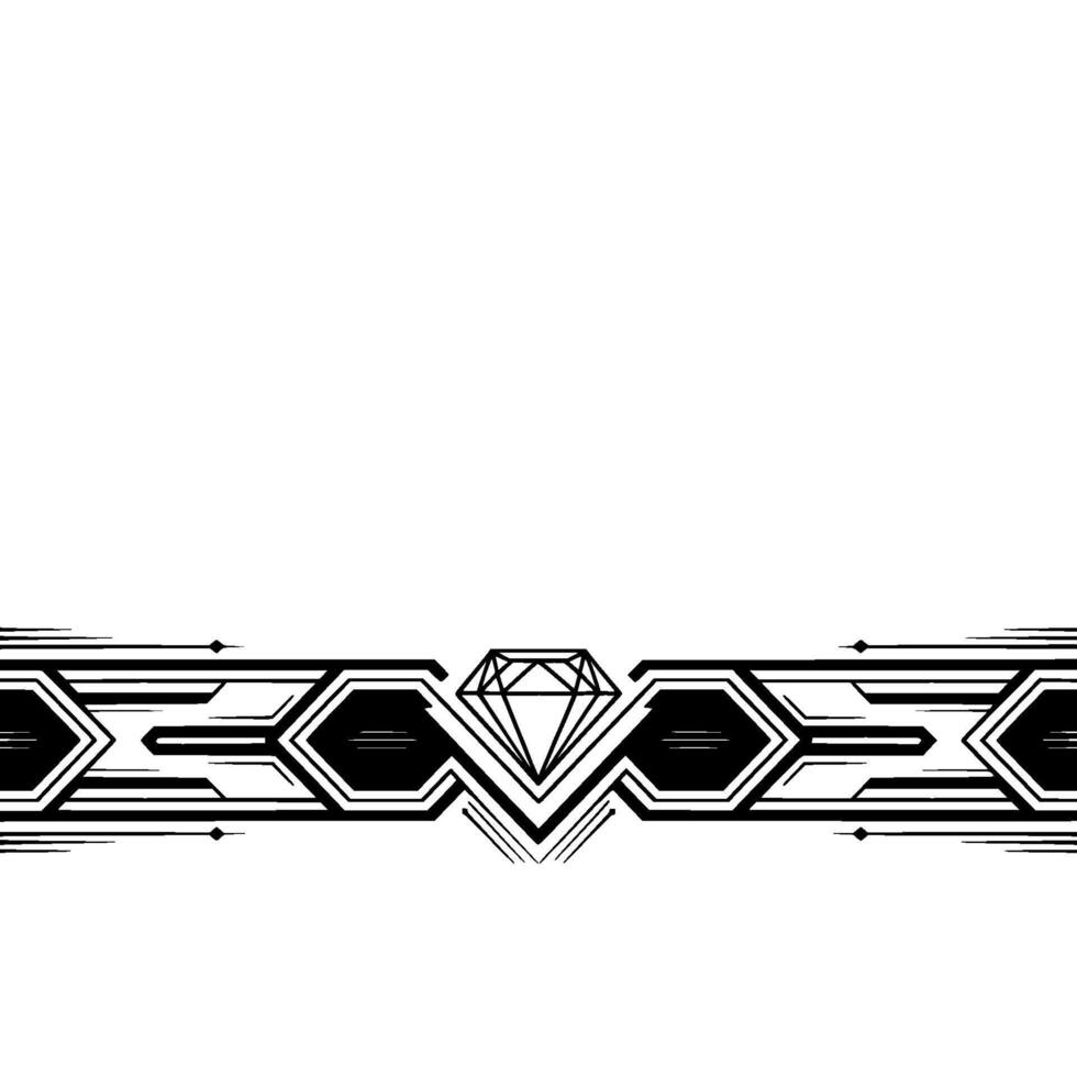 Art Deco Diamond Border, Minimalist, Black White Ornament vector