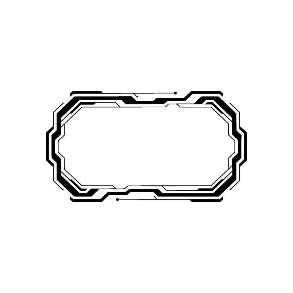 Futuristic Tech Interface Frame Black Outline On Light Grey vector