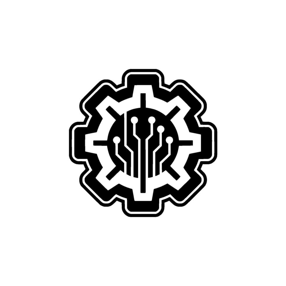 Tech Gear Black And White Circuit Board Cog vector