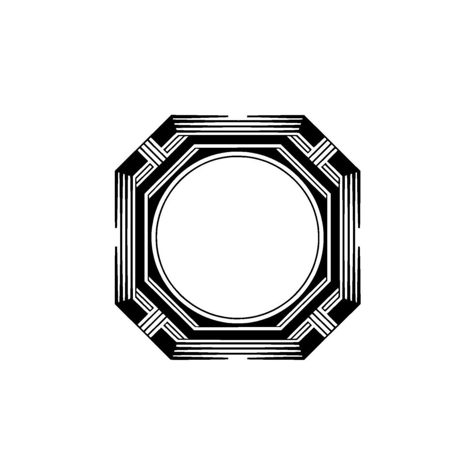 Art Deco Octagon With Circle Geometric Frame, Minimalist vector