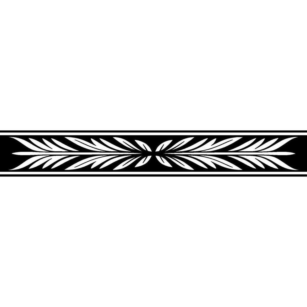 Minimalist Floral Border Black And White Decorative Element vector