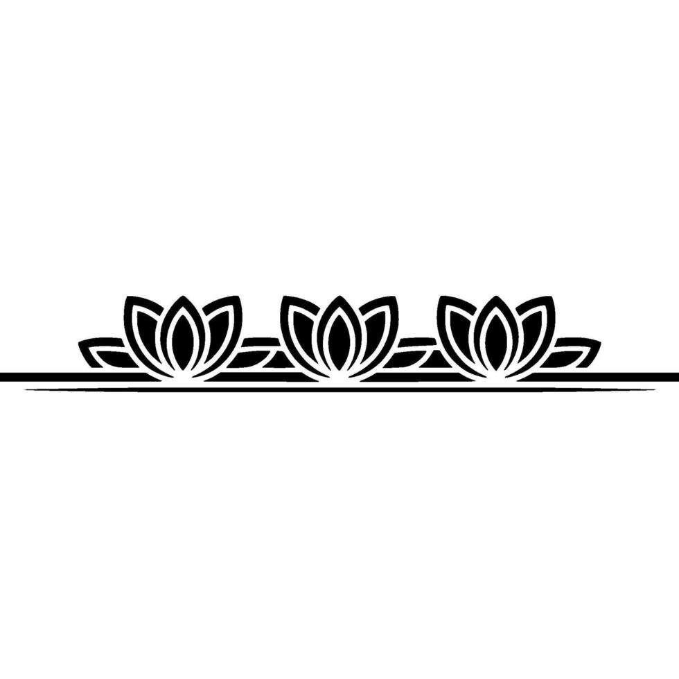 Lotus Border Illustration, Minimalist Black White vector