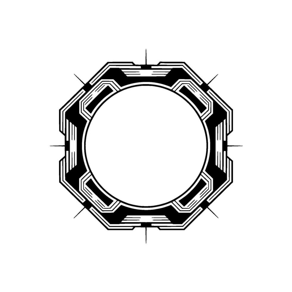 Geometric Art Deco Octagon Frame, Minimalist, Blank Center vector