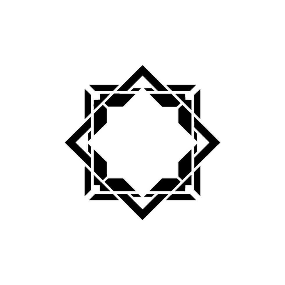 Geometric Star Mosaic, Black And White Abstract Islamic Pattern vector