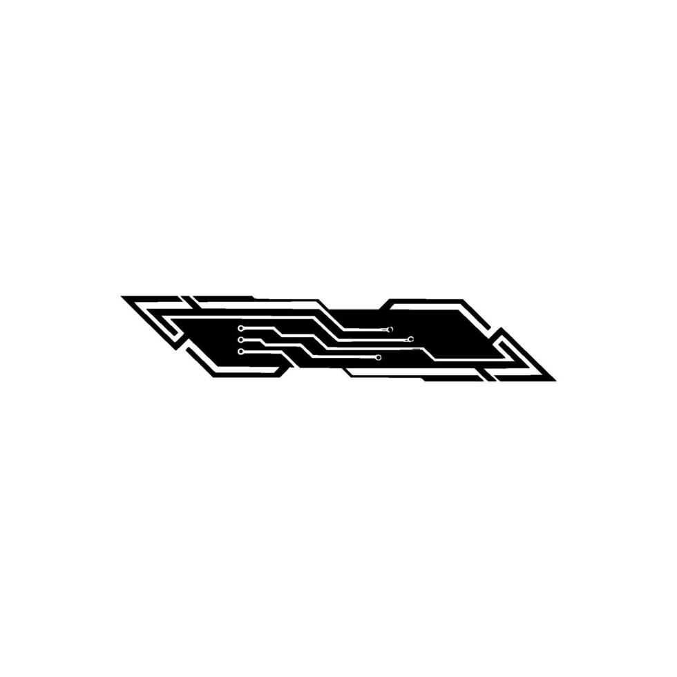 Tech Circuit Element, Minimalist Black And White Style, Illustration vector