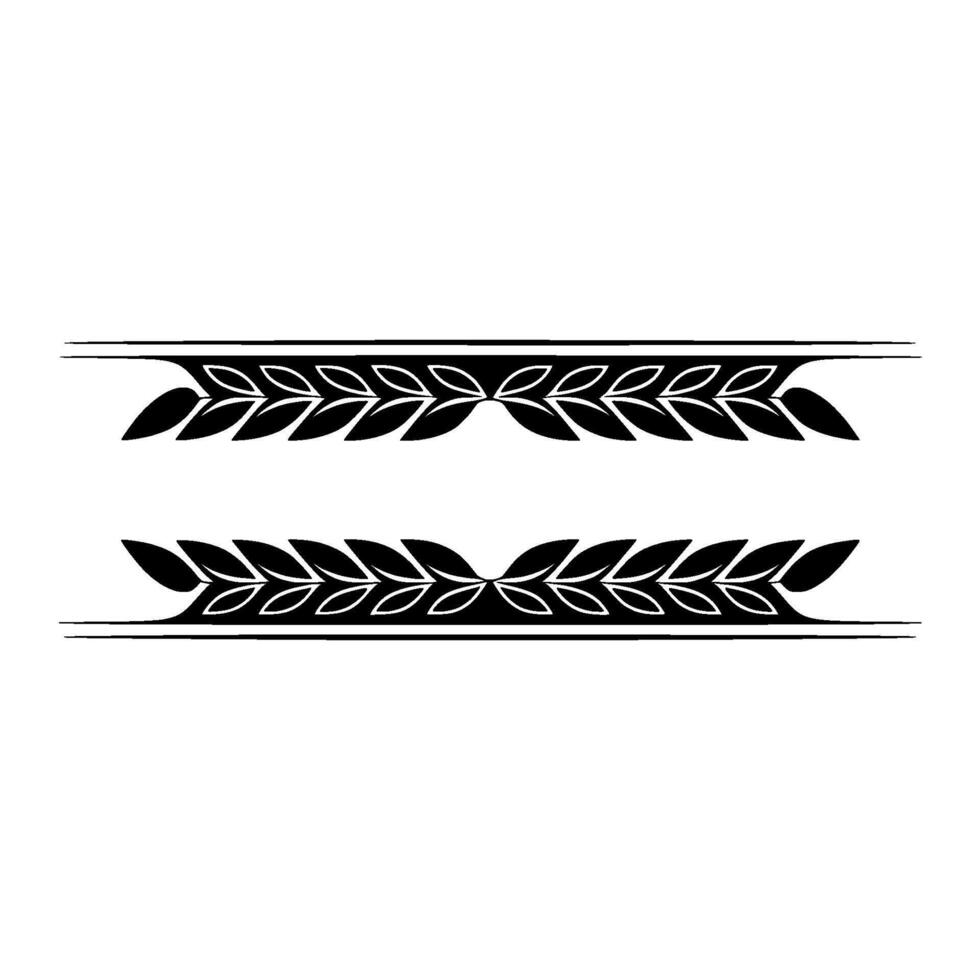 Elegant Leafy Border In Black Gray Ornamental Element vector