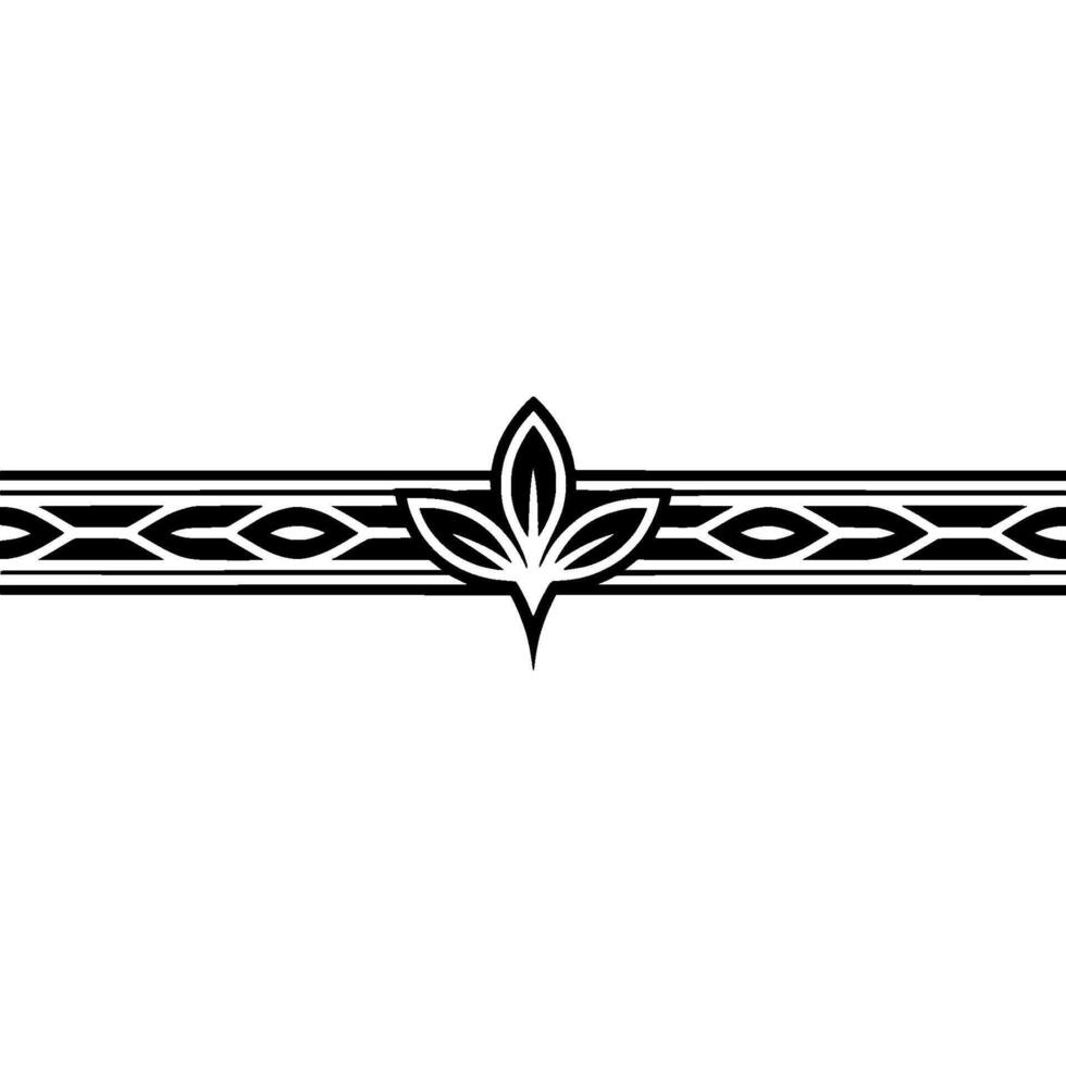 Minimalist Black White Ornamental Border With Leaf Motif vector