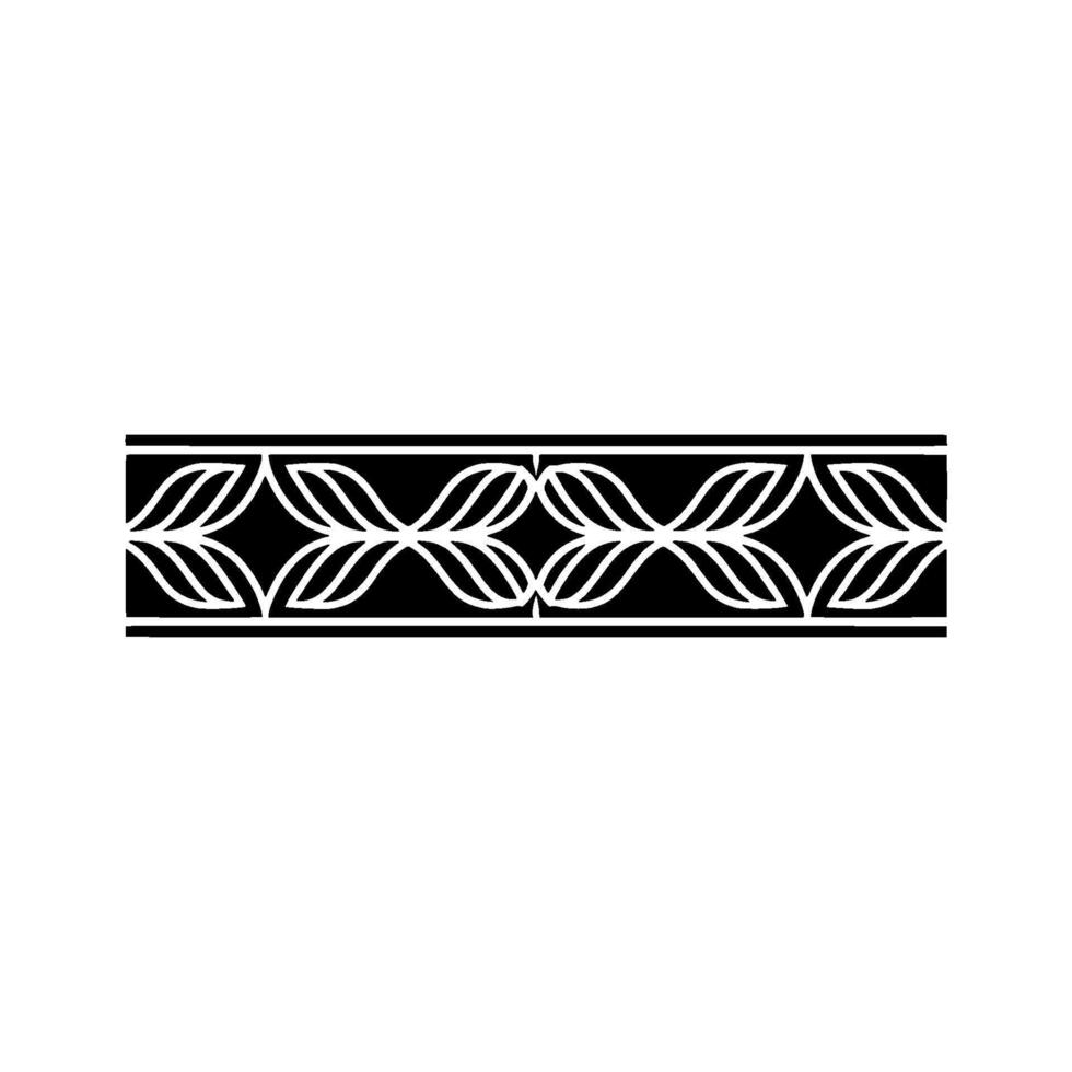 Geometric Leaf Border, Black And White Pattern On White Background vector
