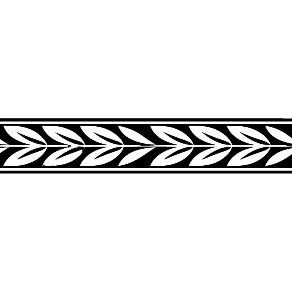 Geometric Leaf Border Pattern In Grayscale, Decorative Element vector