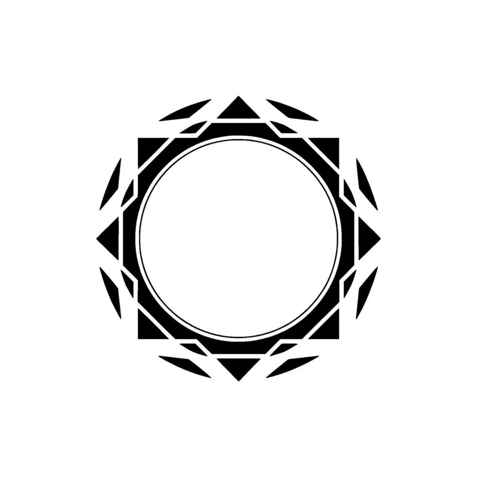 Geometric Circular Emblem With Decorative Border And White Space vector