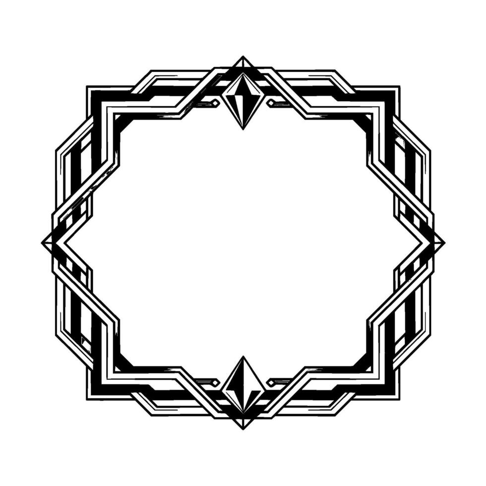 Art Deco Geometric Frame, Black White, Elegant Decorative vector
