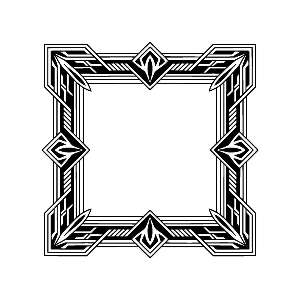 Elegant Art Deco Frame, Black And White Geometric Border, Isolated On Light Background vector