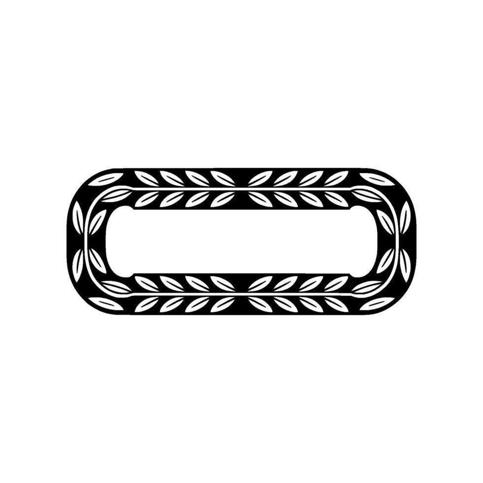 Elegant Leafy Oval Frame Black And White Decorative Border vector