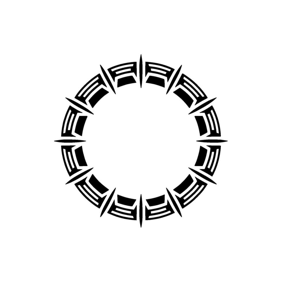 Abstract Tribal Circular Ornament Bold Black White vector