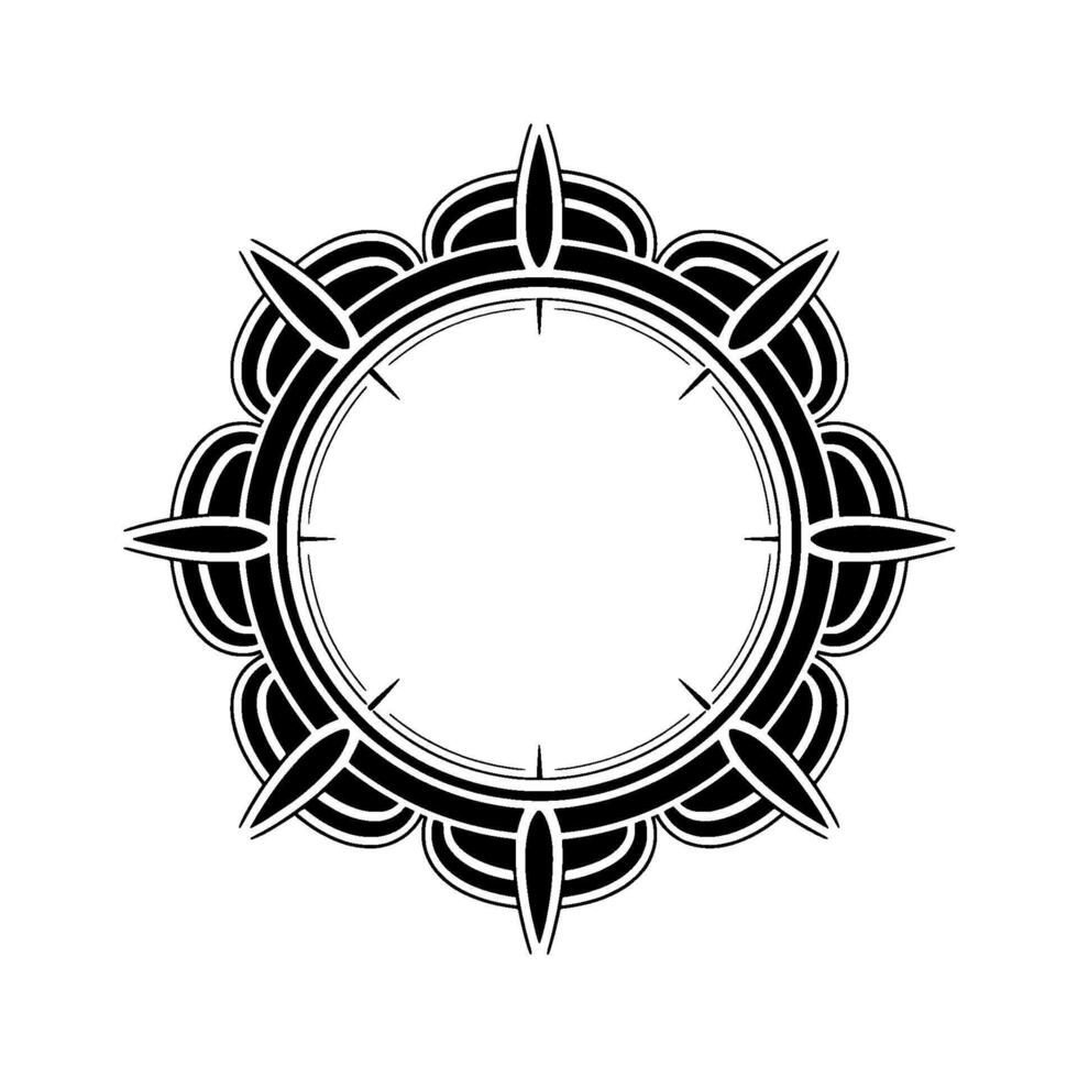 Art Deco Circular Frame, Black And White, Ornamental vector