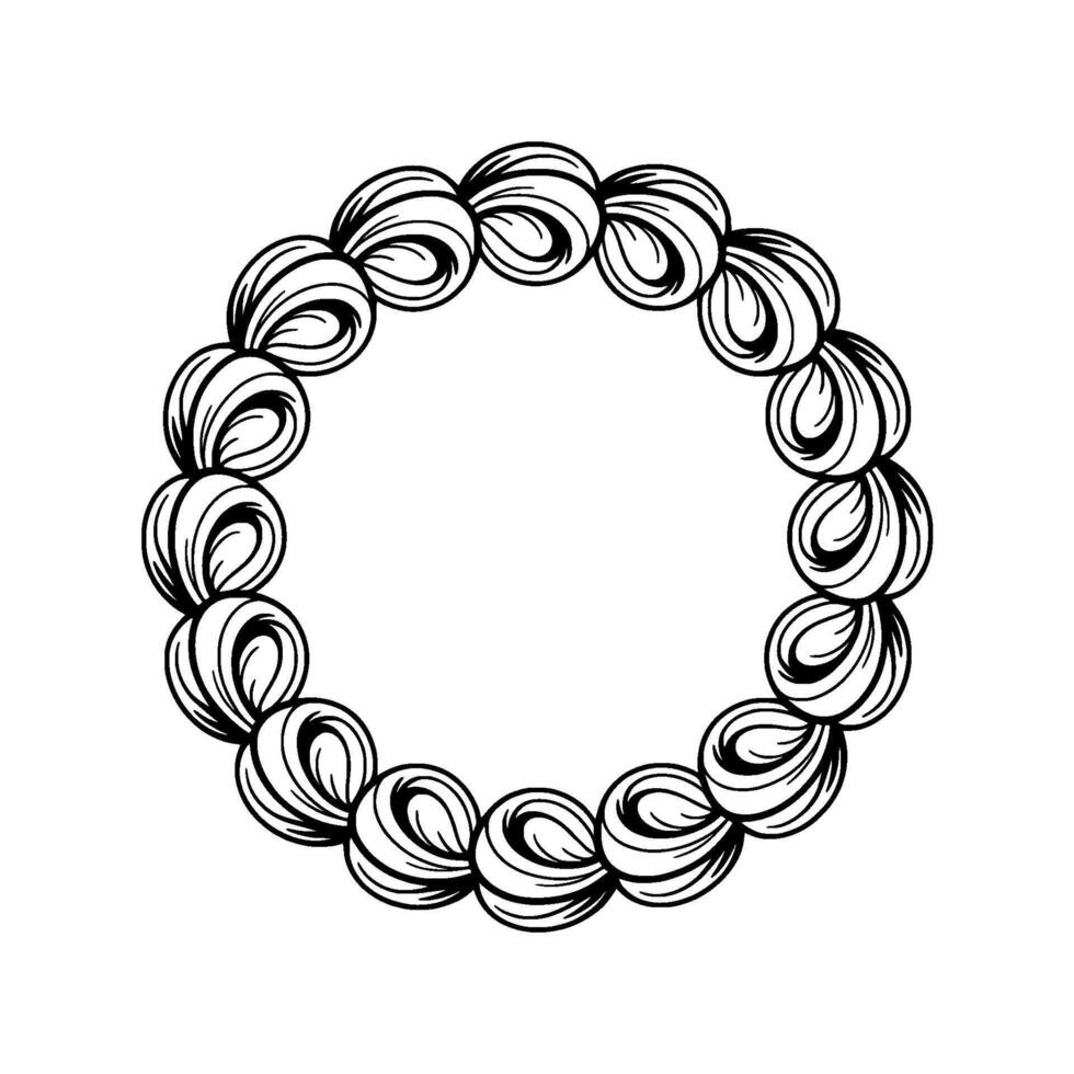 Black And White Swirl Circle Ornament, Decorative Frame, Isolated On White vector