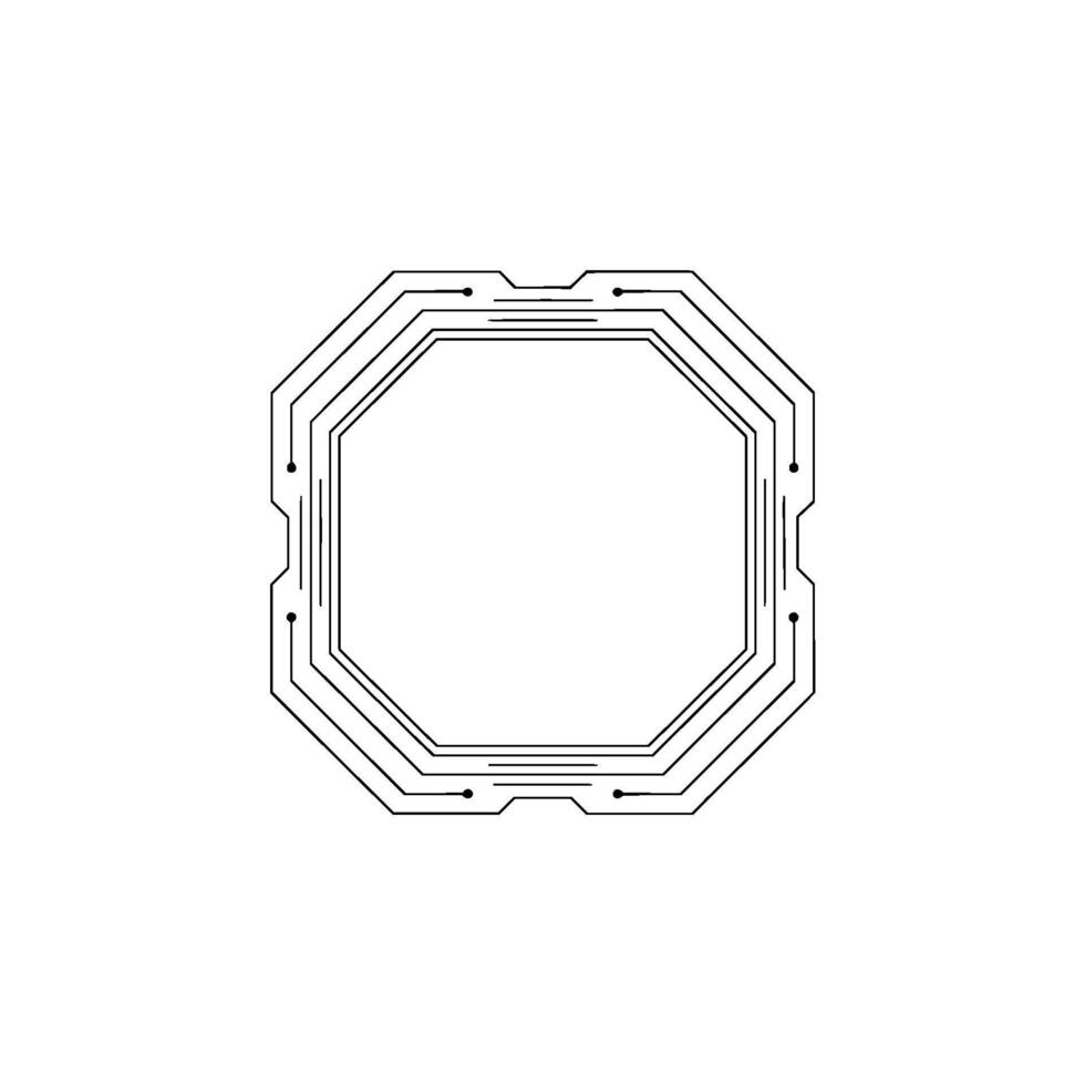 Geometric Circuit Board Frame On White Tech, Minimalist Style vector